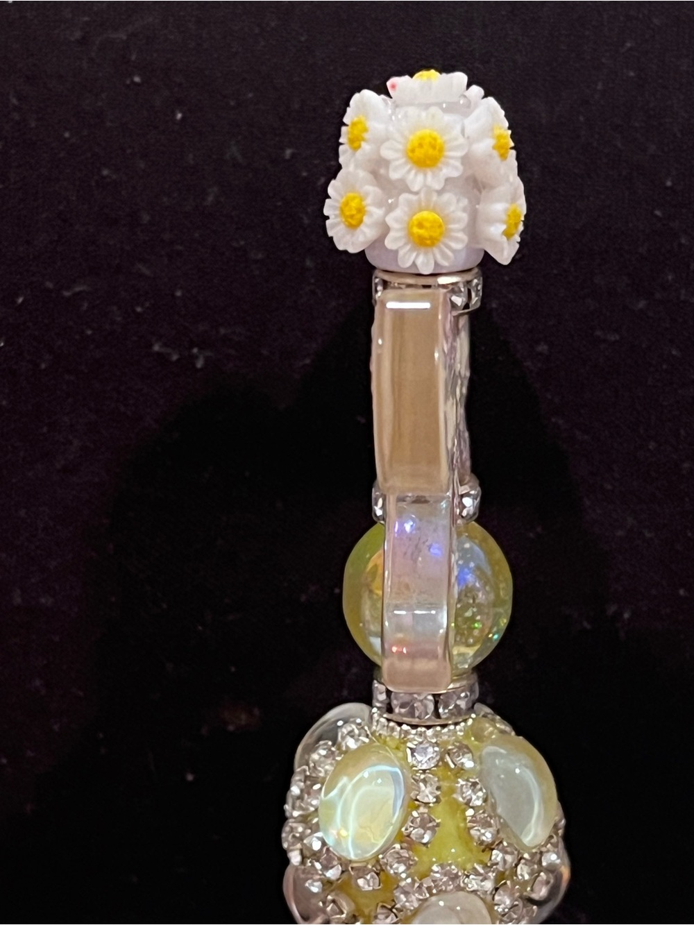 Designer inspired yellow floral daisy and bow decor monogram focal fancy pen - Picture 5 of 7